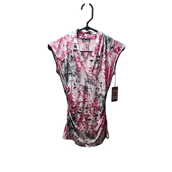 Vince Camuto Short Sleeve Blouse Women's XS‎ Pink And Gray - Picture 1 of 2